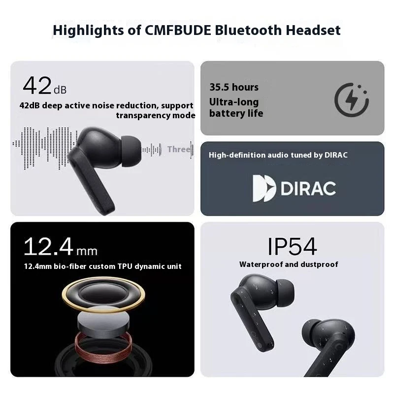 Wireless Bluetooth In-ear Earphones with Active Noise Reduction and High Sound Quality. Enjoy immersive audio without di
