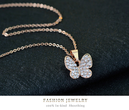 Title 22, Gypsophila Diamond Butterfly Necklace Earrings ...