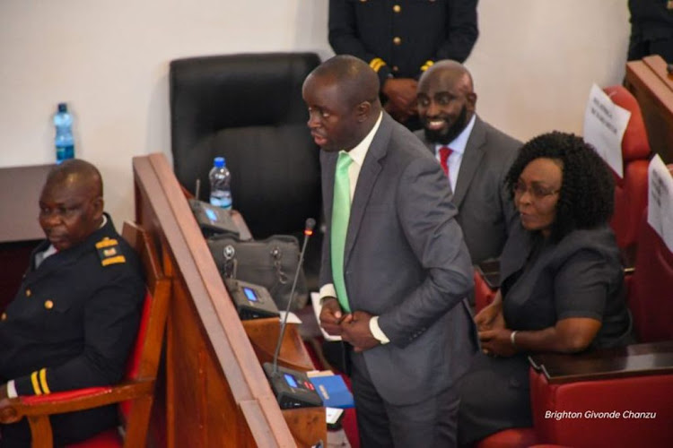 Gisambai MCA Eric Odei being sworn in as the deputy speaker.