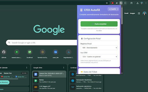 CFDI Autofill Extension screenshot 1