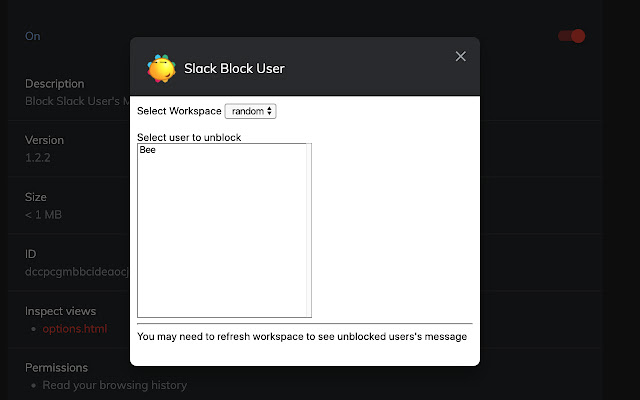 Slack Block User (Fork) chrome extension