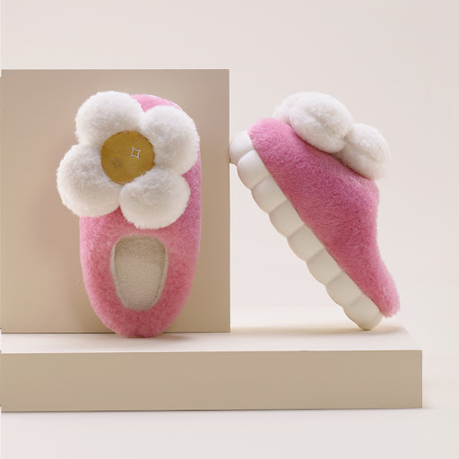 Title 2, Womens Winter Flower Cotton Slippers Thick Sol...