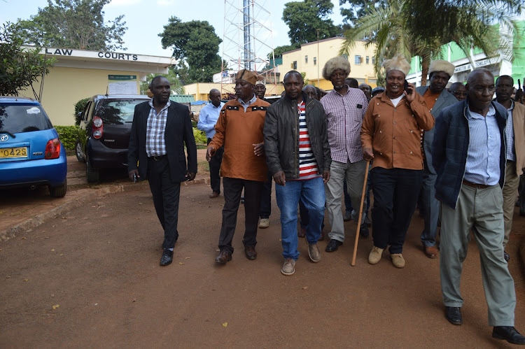 Kikuyu elders from Kiama Kia Ma in Kiambu law courts on Tuesday where they have presented a petition seeking redress on account of violation of their constitutional right.