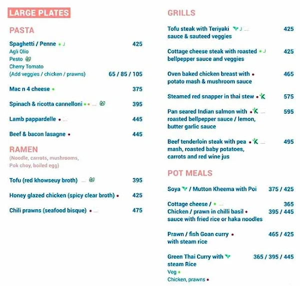 Cafe Holiday menu 