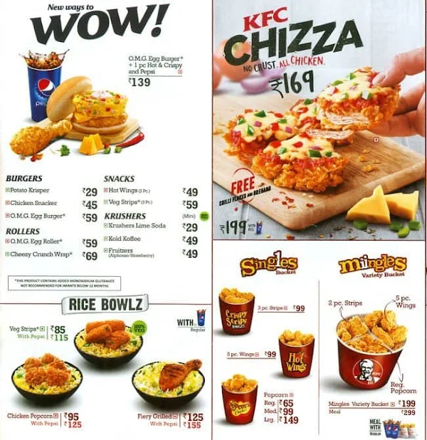 KFC menu 