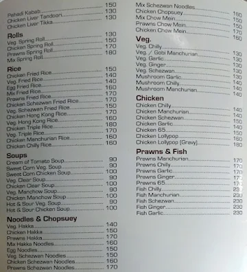 Vrandavan menu 