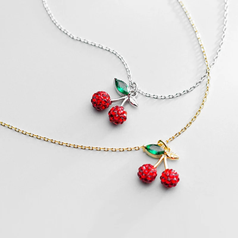 Inlay Zircon Cherry Ketting Temperament Wild Rode Kersen Sleutelbeenketting, voeg een vleugje elegantie toe aan je outfit.