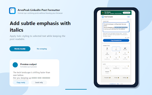 LinkedIn Post Formatter — Bold, Italic & Bullets by ArvoPeak screenshot 3
