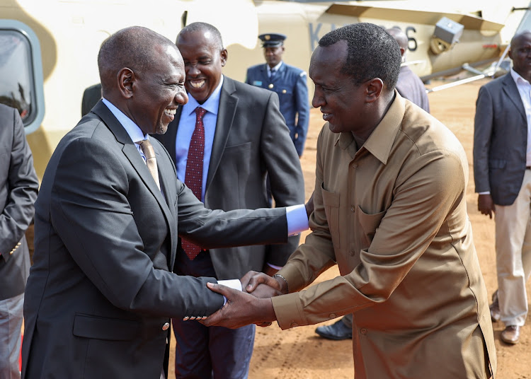 President William Ruto is received at an interdenominational church service at Ildamat Stadium in Kajiado County on June 25,2023.