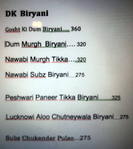 D K Biryani menu 1