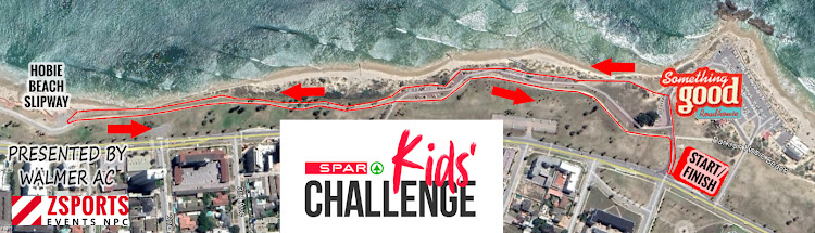 The route for the 2019 SPAR Kids' Challenge heads norther from the start and is an out-and-back track