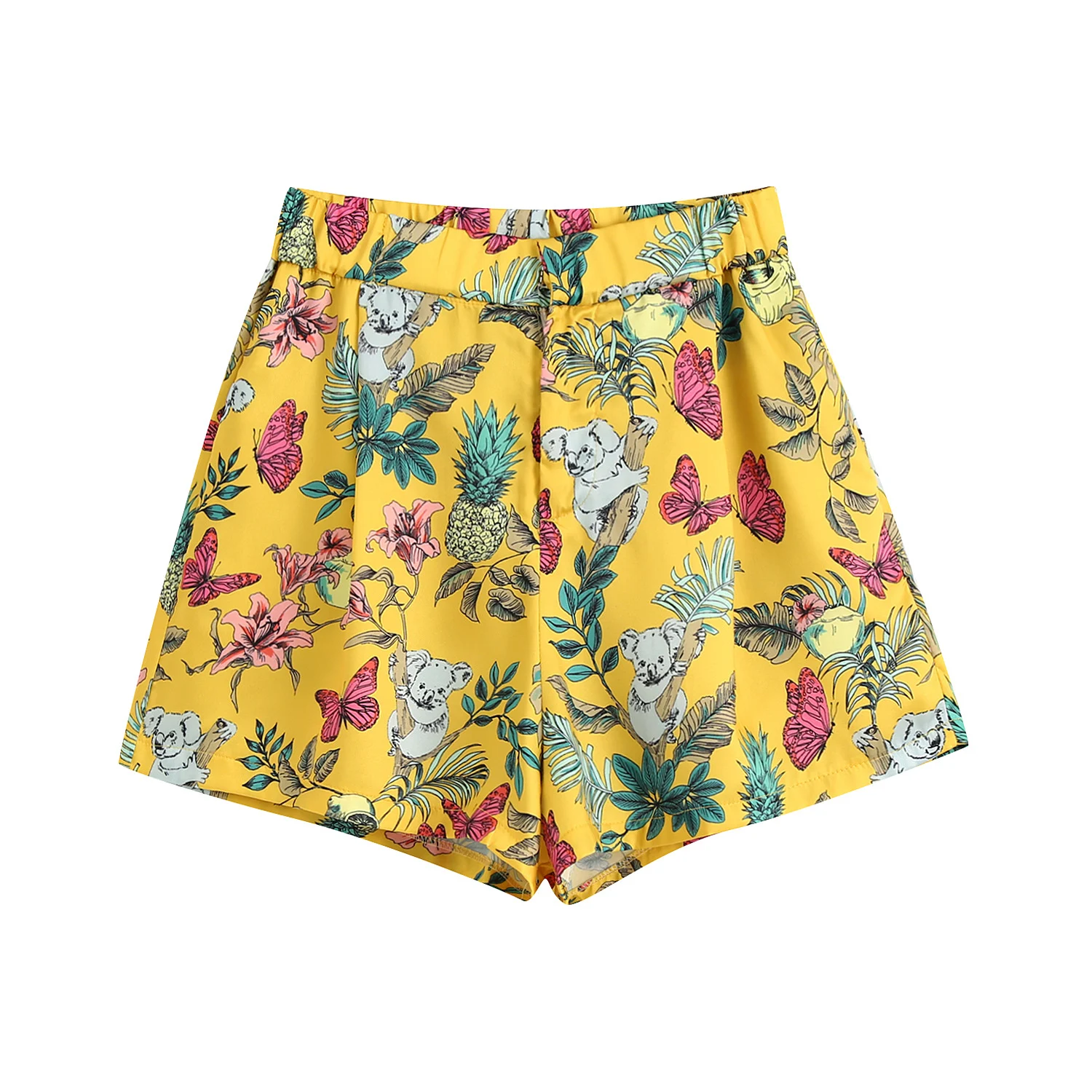 Title 2, Shorts amarillos estampados para mujer Disfruta...