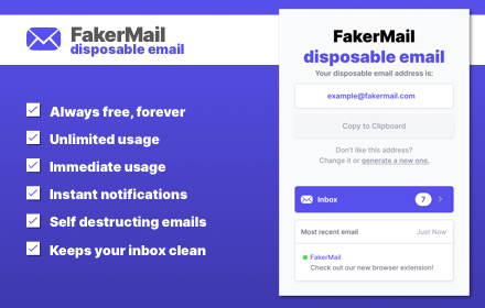 FakerMail - Unlimited Disposable Email Preview image 0