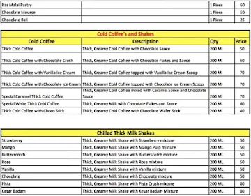 Sparshika's Cake Vista menu 