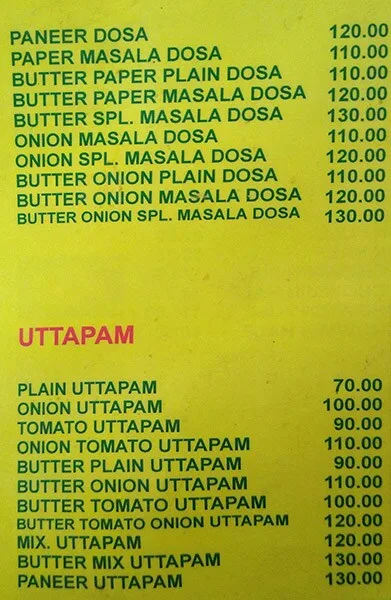 Muttu South Indian Anna menu 