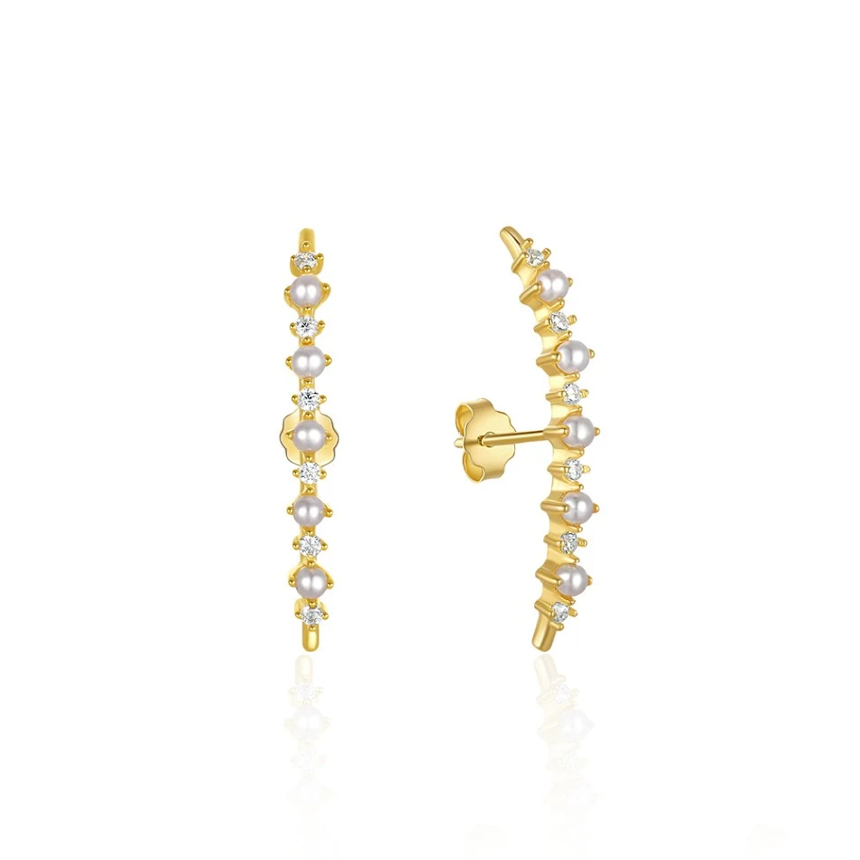 Boucles d'oreilles femme S925 argent sterling, perle et diamant une rangée, élégance intemporelle, cadeau idéal, raffinement et éclat subtils.