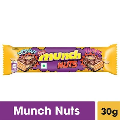 Nestle Munch Nuts Chocolate Coated Crunchy Wafer Bar - 32 gm