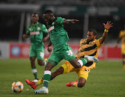 Augustine Mulenga of AmaZulu challenged by Ethen Sampson of Black Leopards. 