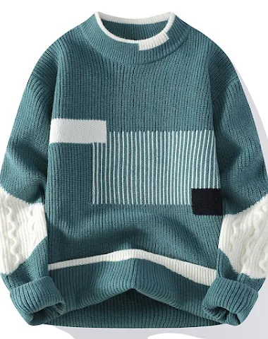 Maglione uomo in maglia colorblock - 3