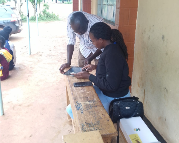 Voting progressing at Ang'orom Primary School in Teso South on Friday, April 26, 2023