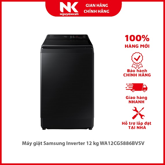 Máy Giặt Samsung Inverter 12 Kg Wa12Cg5886Bvsv - Hàng Chính Hãng