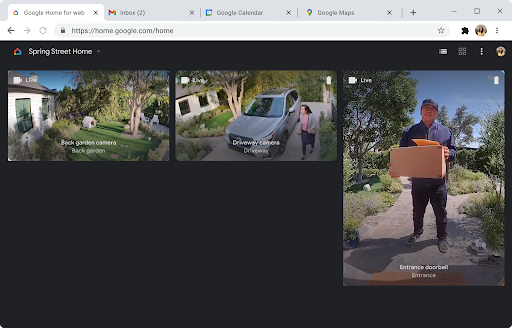 An image with a preview of the Google Home web app camera function