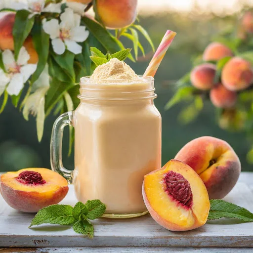 Peach Whey Protein Shake [450 Ml, Mason Jar]