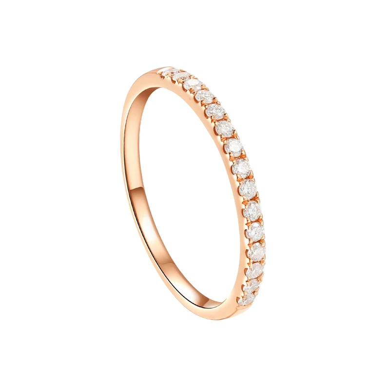 Zilveren damesring met dunne rij diamanten, 18K rosé goud. Een elegante en subtiele ring voor dagelijks gebruik.