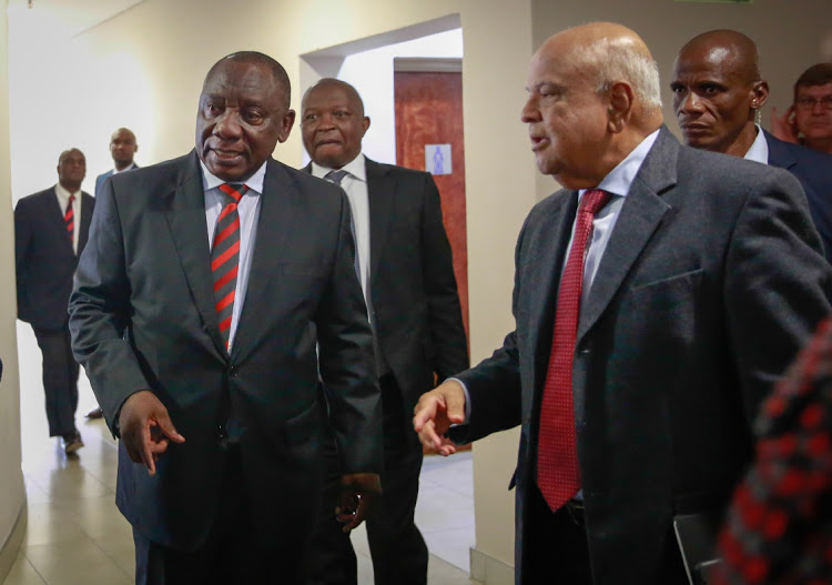 President Cyril Ramaphosa and public enterprises minister Pravin Gordhan.