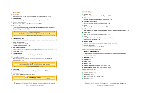 Woods @ Wonderla Resort menu 