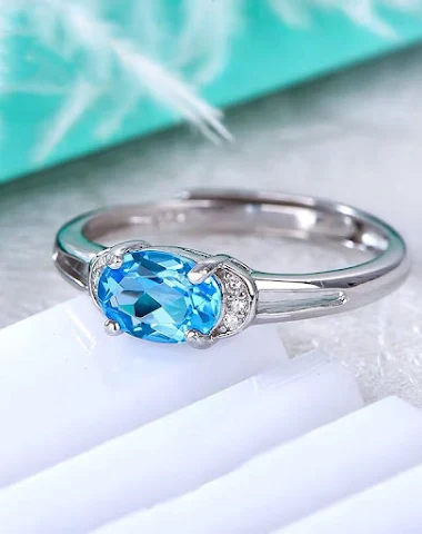 Sade mavi topaz yüzük — Günlük kull - 1