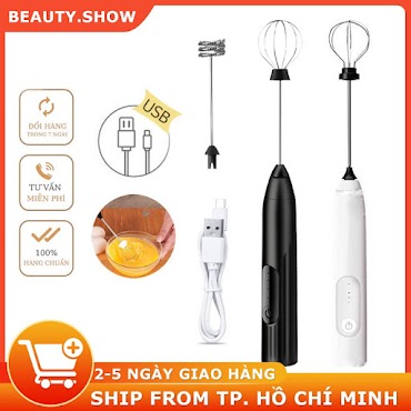 [Hàng Có Sẵn]Máy Đánh Trứng Cầm Tay Kèm Máy Tạo Bọt Cafe Chạy Điện Sạc Usb