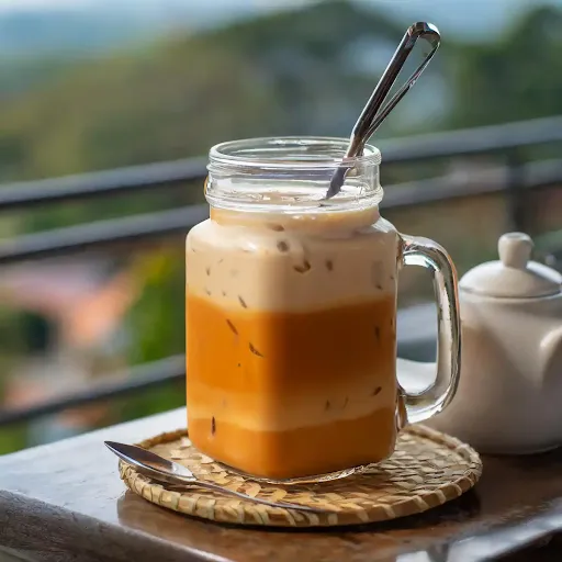 Classic Thai Cold Tea Latte [450 Ml, Mason Jar]