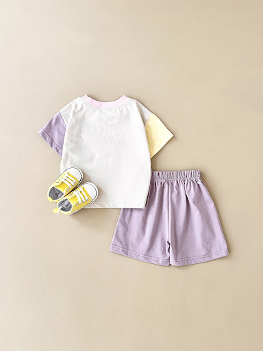 Title 18, Girls Stitching Casual Short-sleeved Two-piece...