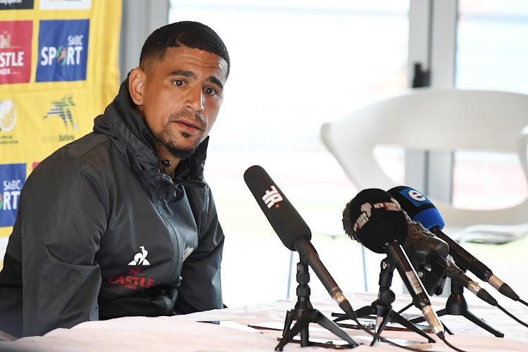 Keagan Dolly during the Bafana Bafana press conference at Dobsonville Stadium in Johannesburg on November 8. He says he's happy, back home and enjoying football again.