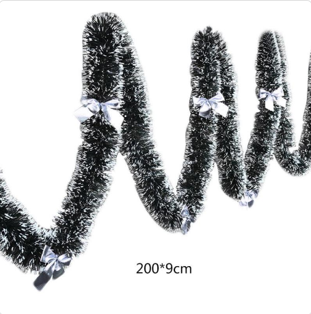Title 4, 2M Long Dark Green White Edge Christmas Snowfla...
