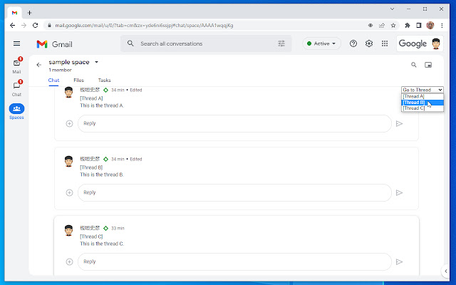 Google Chat Thread Switcher chrome extension