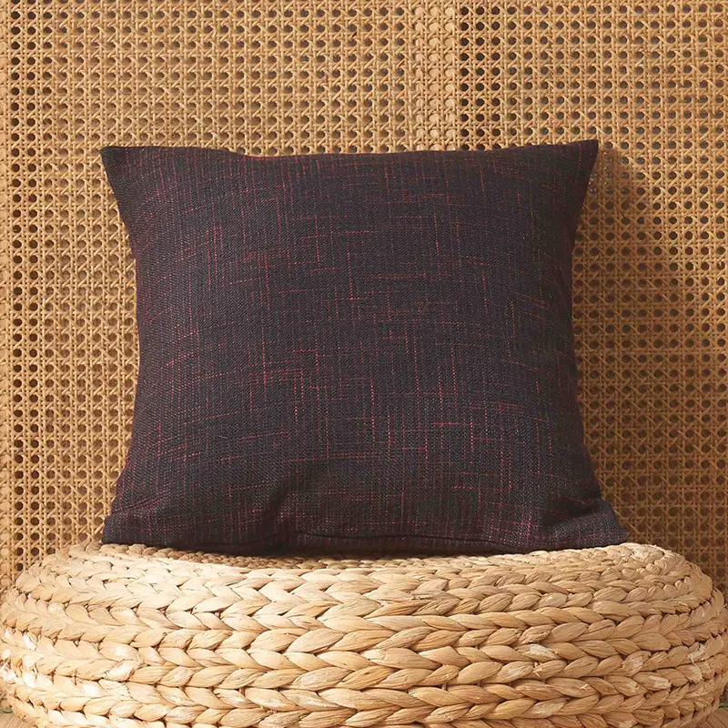 Federa per cuscino giapponese in cotone e lino tinta unita con nappa, stile artistico semplice per la casa, quadrata, senza imbottitura