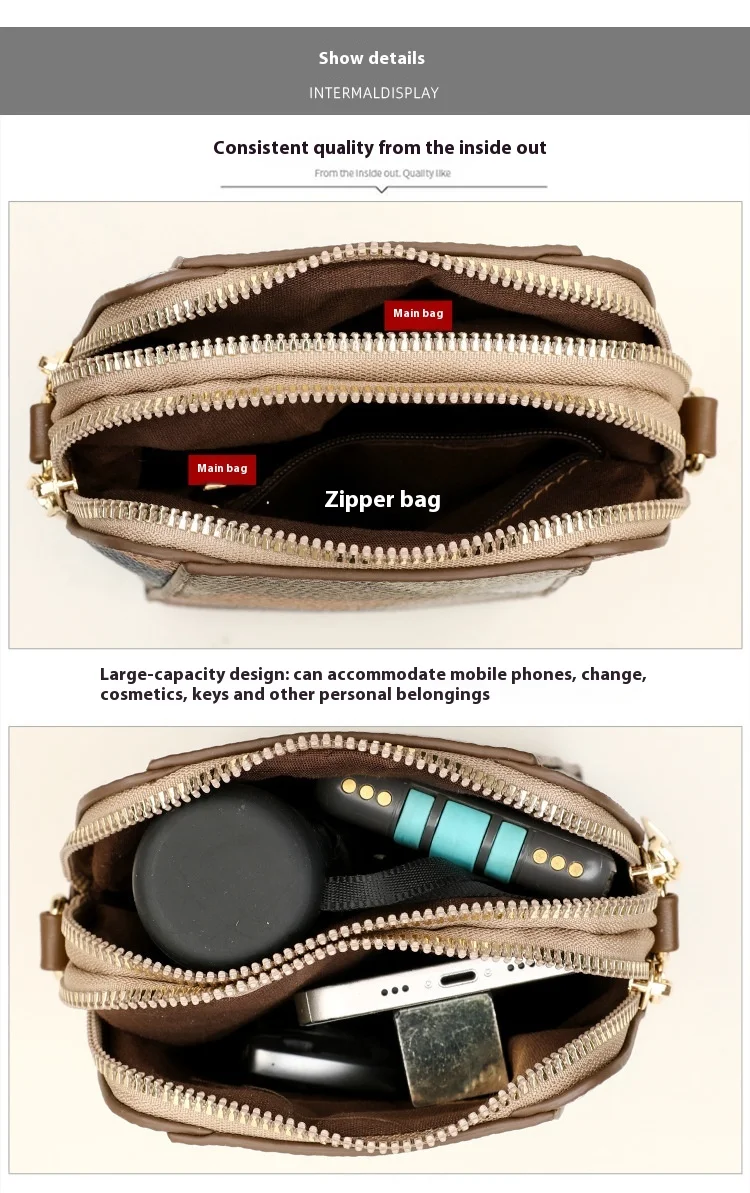 Title 2, Modische Schultertasche aus weichem Leder mit Z...