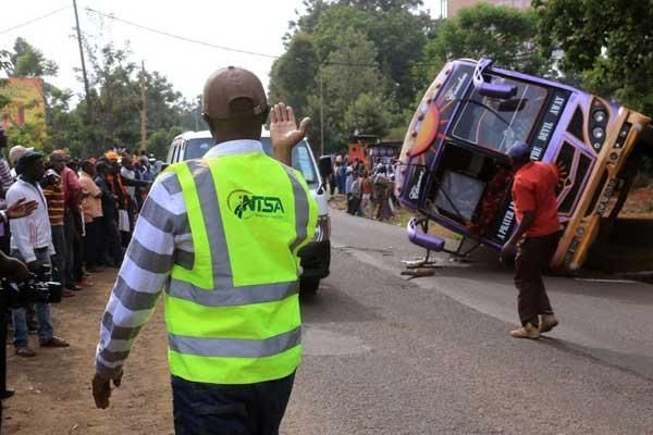 A road accident involving a bus and a Nissan along Juja road in Kiambu county on May 6, 2023.