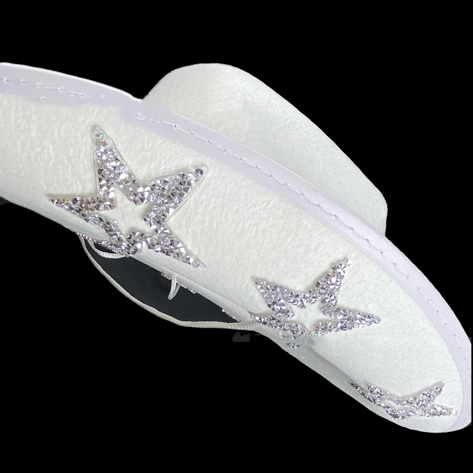 Chapéu de cowboy ocidental com estrela de cinco pontas de strass Fedora. Adicione um toque de brilho ao seu visual e arrase em festas.