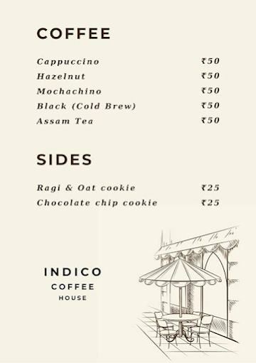 Indico Coffee menu 