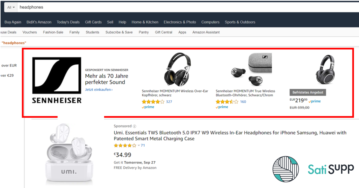 Image depicting an example of Sponsored Brands Ads on Amazon, demonstrating how brands can effectively advertise their products.