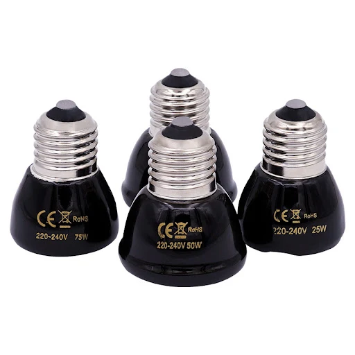 1Pcs Pet Heating Lamp Black Infrared Ceramic Emitter Heat Light Bulb Pet Brooder Reptile Lamp 25W 50W 75W 100W 150W 200W