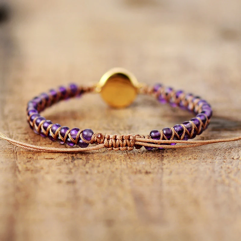 Bracciale Stone Wrap Donna, Ametista Opale, intrecciato, Yoga Amicizia, Bracciale Boho, gioiello spirituale, per uno stile unico e rilassato.