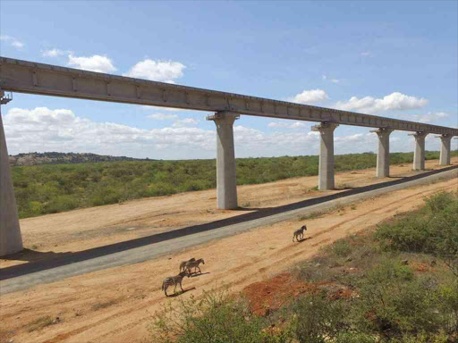 Standard gauge railway at tsavo bridge on August 5,2016.Photo Courtesy