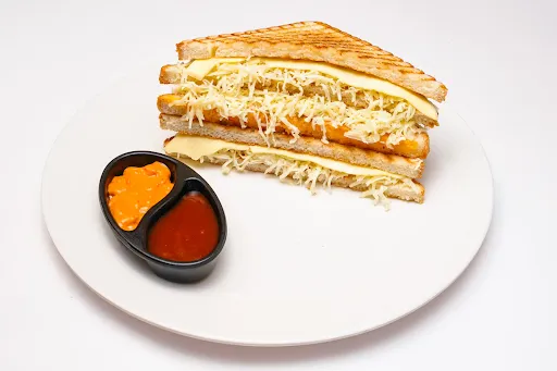 Double Decker Cheesy Overloaded Grilled Sandwich [2 Layer/3 Slices Bread]