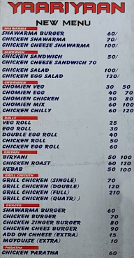 Yaariyaan - Shawarma Centre menu 2