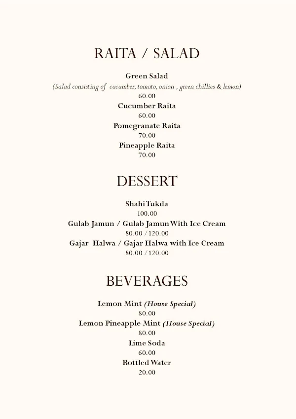 Dadi's Kitchen, lakkasandra menu 