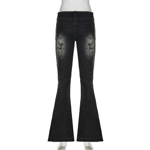 Title 13, Womens Slimming Washed Jeans with Printed Worn...